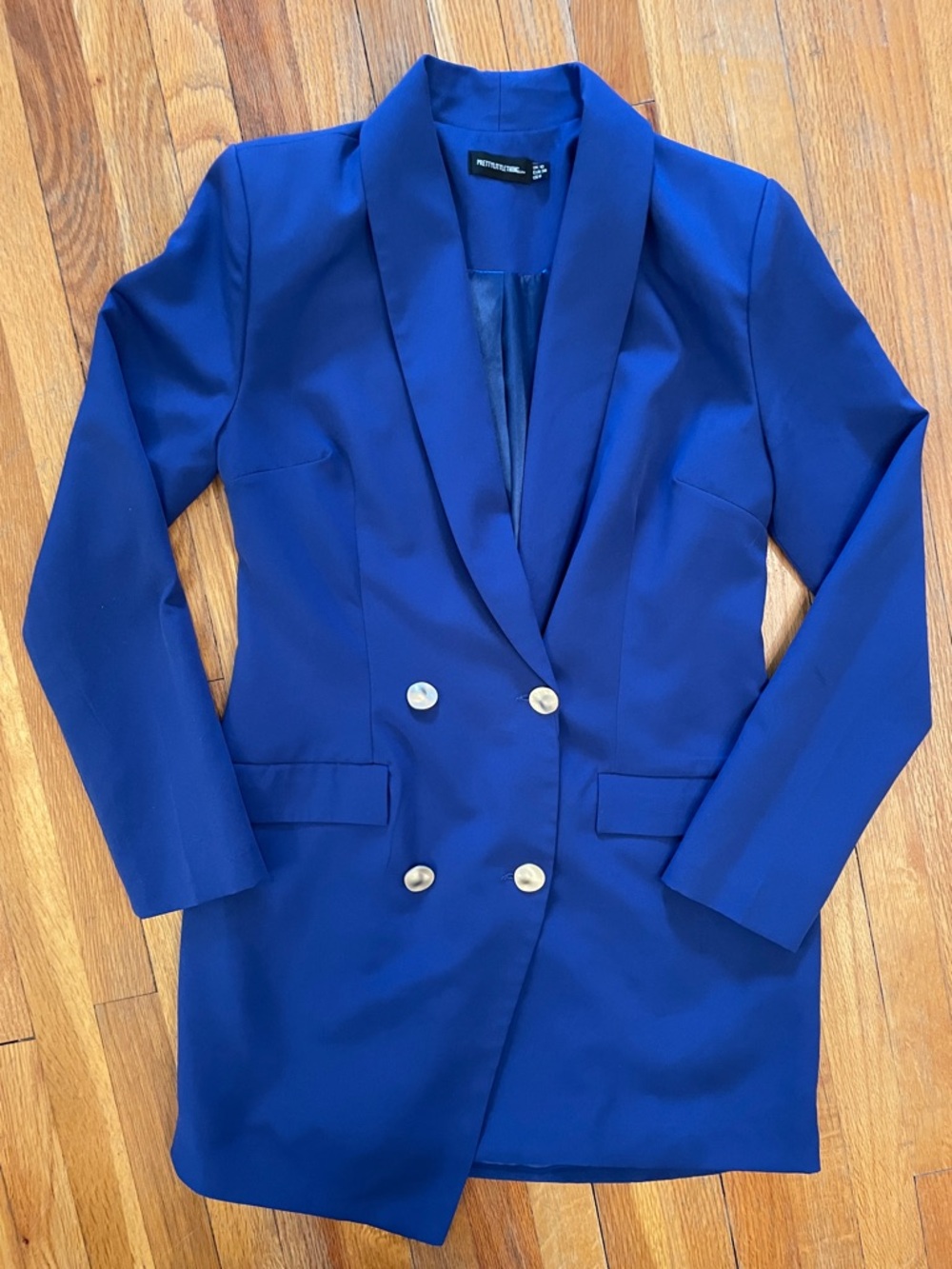 PRETTY LITTLE THING Double-Breasted Cobalt Blue Office Business Blazer Jacket